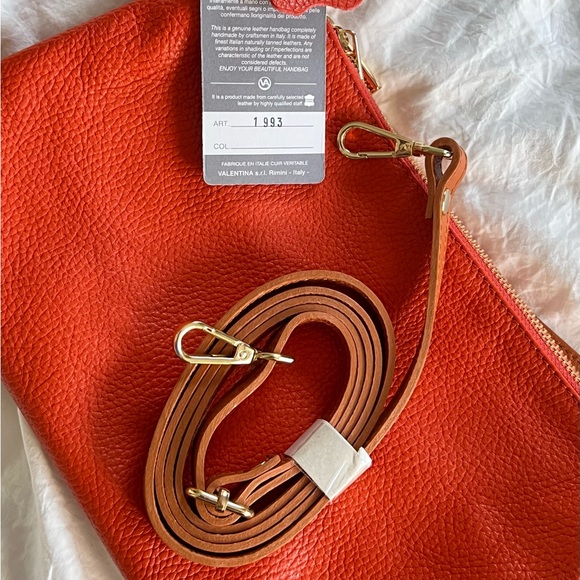 Valentina 1993 Orange Leather Shoulder Bag - Picture 10 of 11